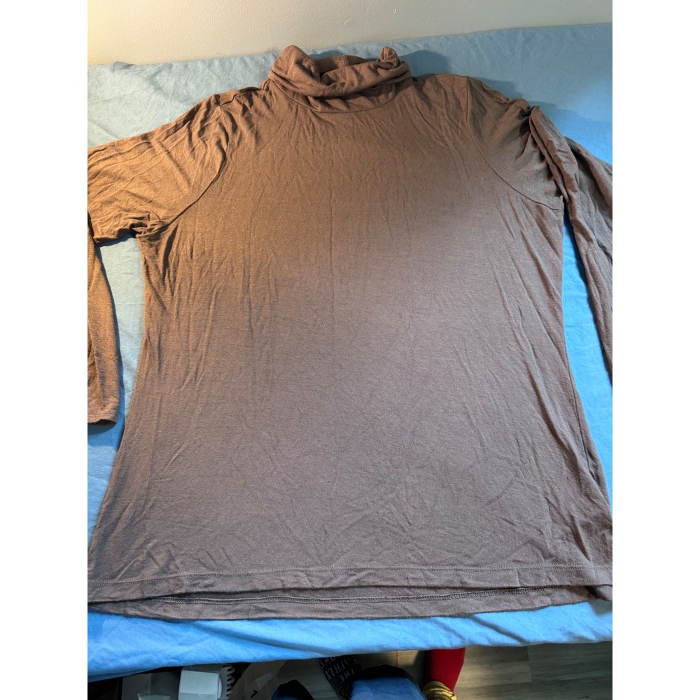 Tahari Womens XL Brown Long Sleeve Turtleneck Knit Top Made in Peru